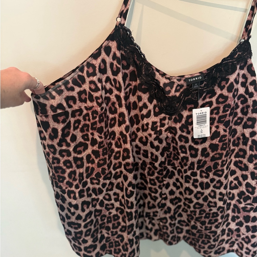 Torrid Women's Top Size 4X Cami Leopard Print Black Lace Trim-New With Tag - Picture 7 of 8